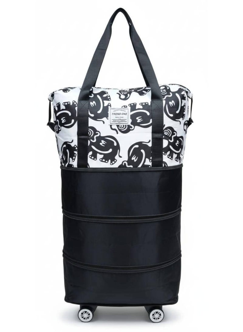 حقيبة سفر TROLY بعجلة قابله للفك والتركيب – شنطة قماش متين كبيرة بيد سحب ب3 طبقات توسيع – مناسب للسفر الرحلات والجيم